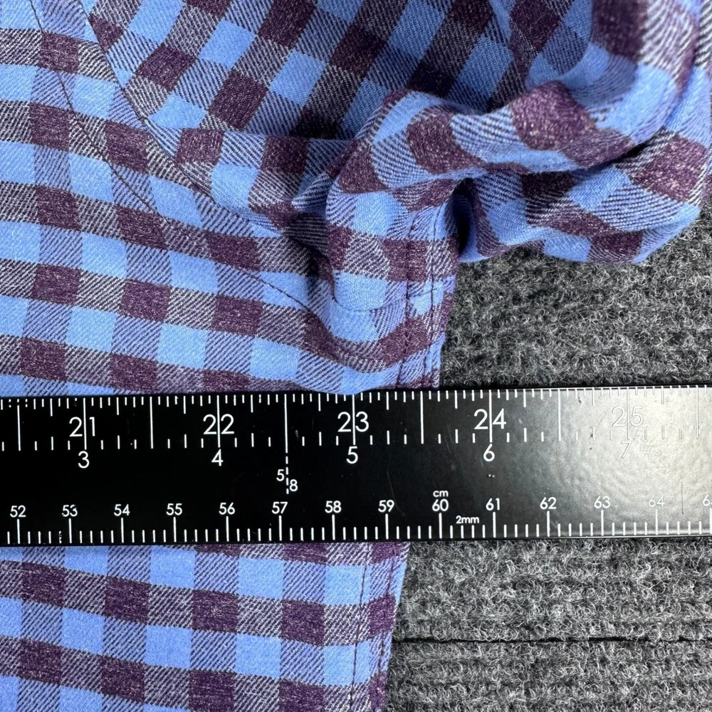 Peter Millar Button Down Mens L Large Blue Purple Gingham Crown Long Sleeve